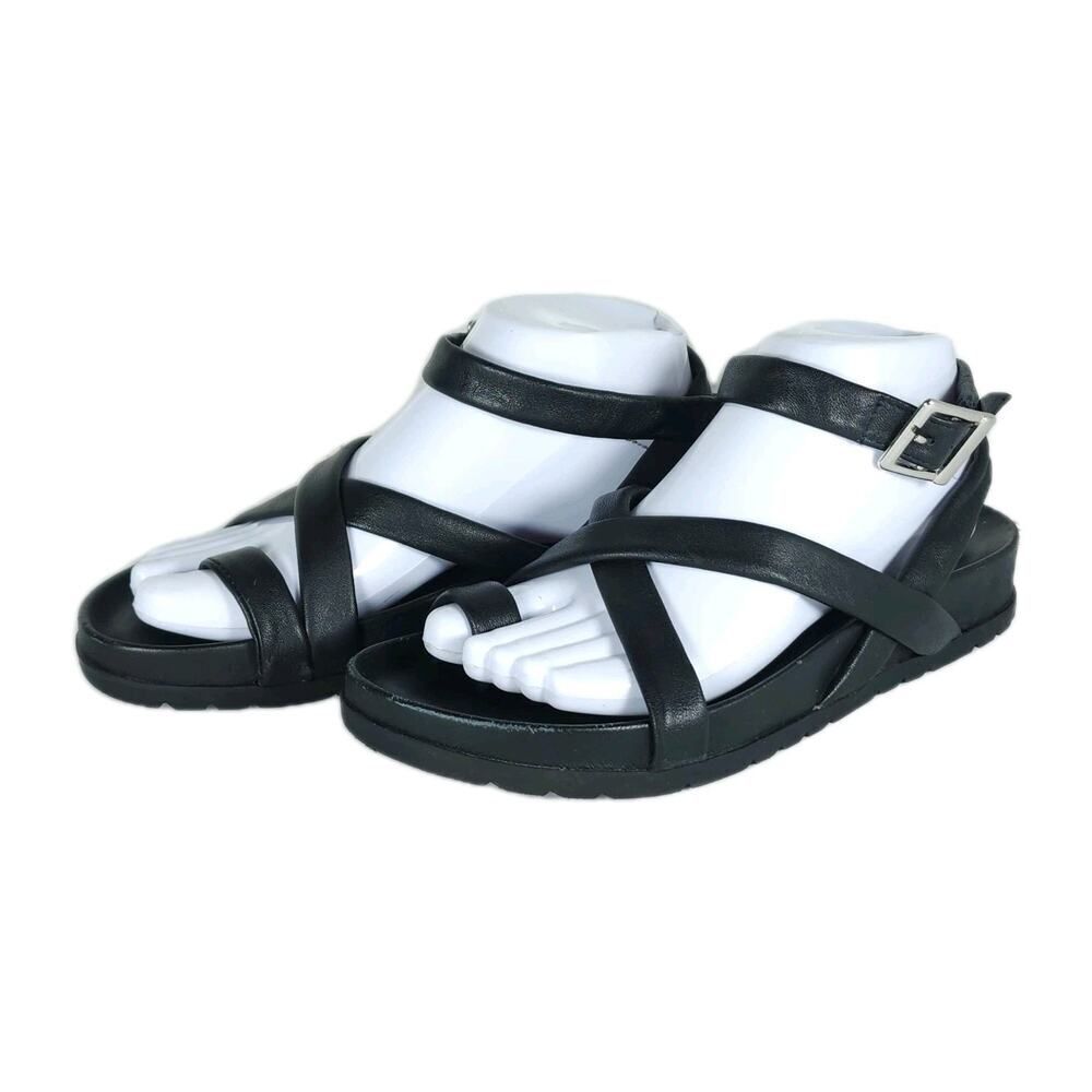 Matisse Women's Hartley US 9M Black Leather Toe Loop Strappy Sandals Shoes